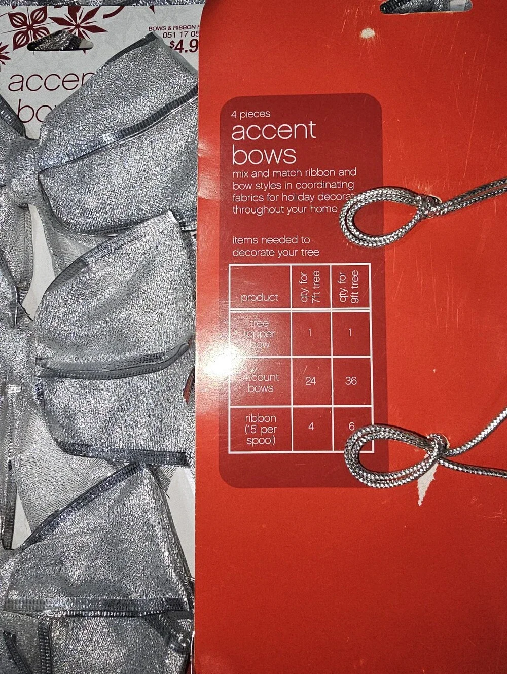 2006 Target Holiday Silver Wired Bows - Small & Large- 12 Packs - 80 Bows Total